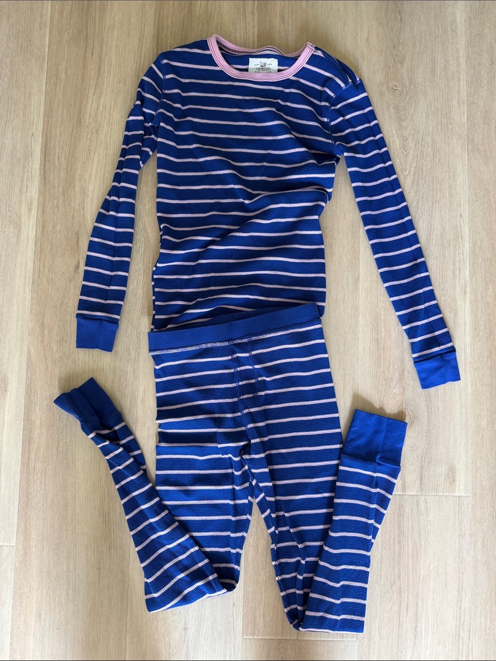 Crewcuts Navy and Pink Stripe Thermal Pajama Set